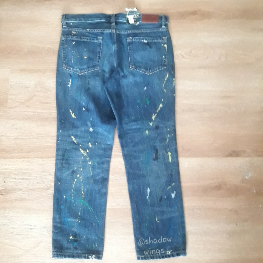 Ralph Lauren Girlfriend Paint Splatter Jeans / Size 6 Painted Cropped Jeans - Picture 10 of 15